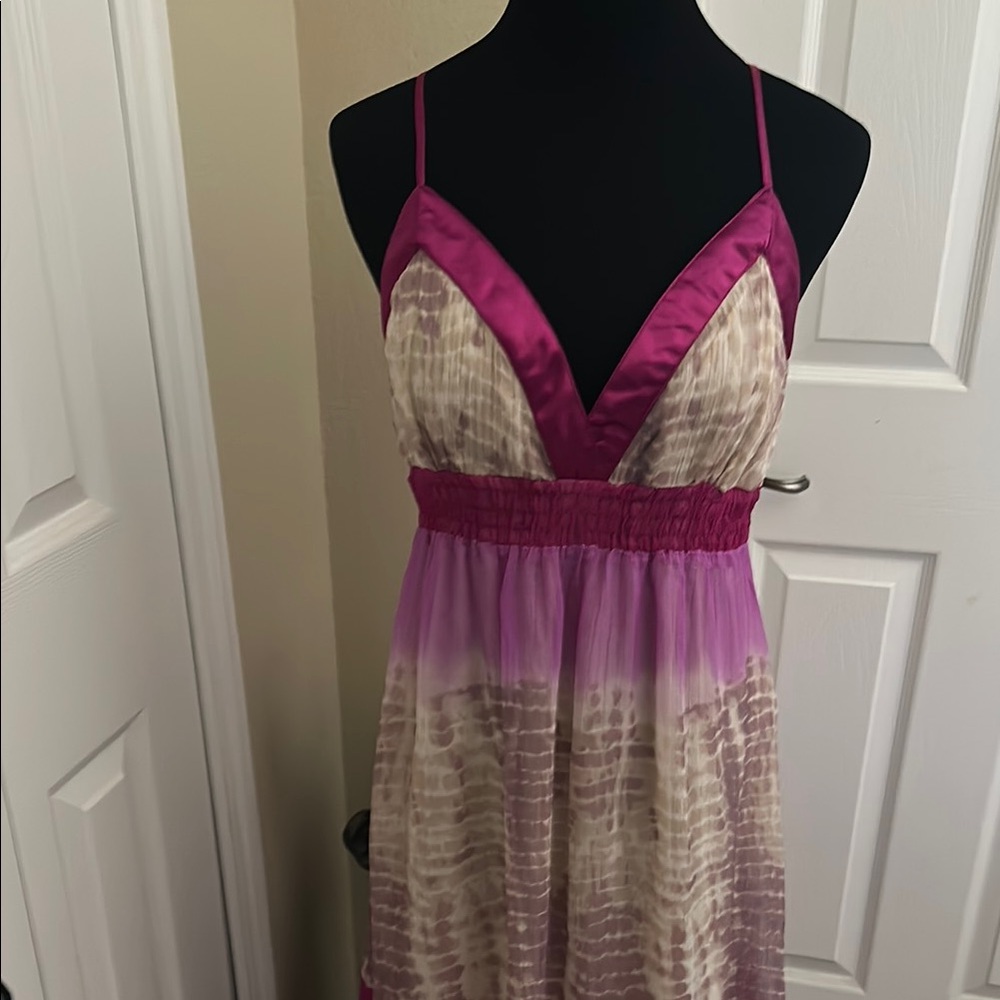 G by Guess Pink Tiered Maxi Dress Casual Resort Wear